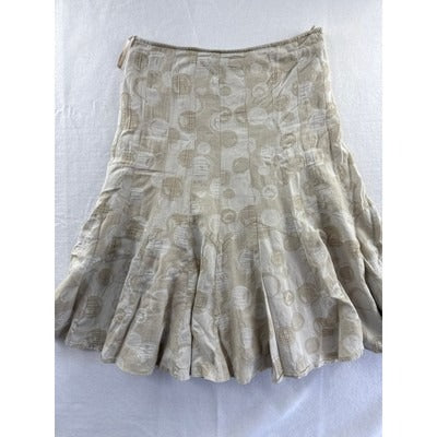Per Una Speziale Beige Circle Pattern Long Length Skirt Size 12 Cotton & Linen