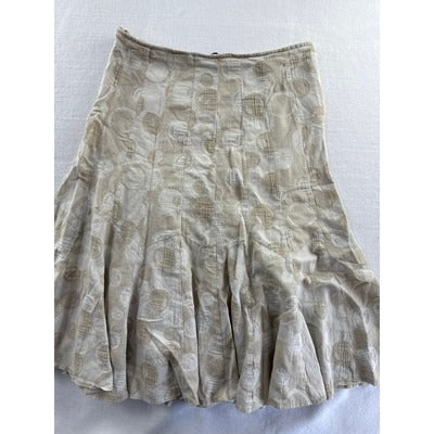 Per Una Speziale Beige Circle Pattern Long Length Skirt Size 12 Cotton & Linen