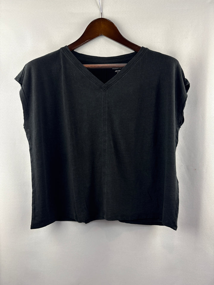 Women’s Eileen Fisher Small Black V-Neck Short Sleeve
