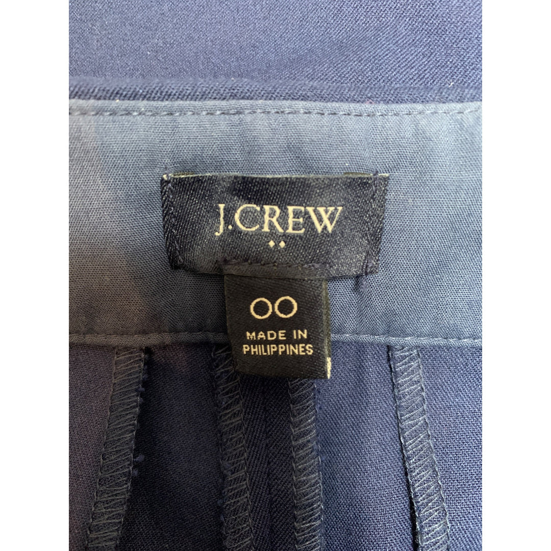 J. Crew Womens Navy Blue Dress Pants Size 00 Cotton Blend
