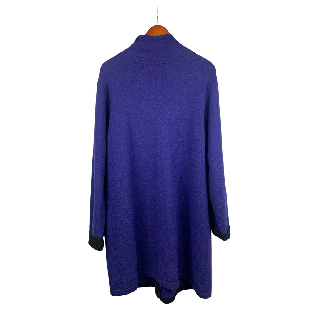 Chicos Long Purple Wool Coat Jacket Size 3