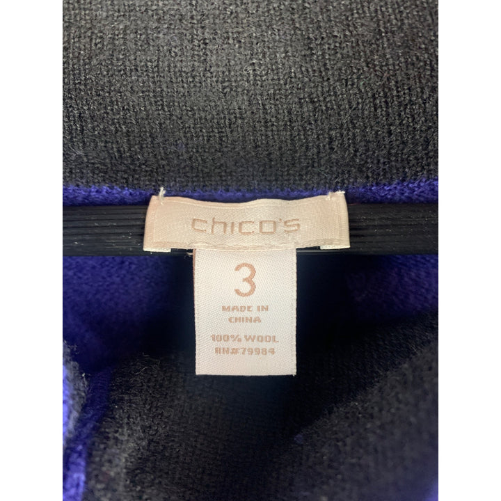 Chicos Long Purple Wool Coat Jacket Size 3