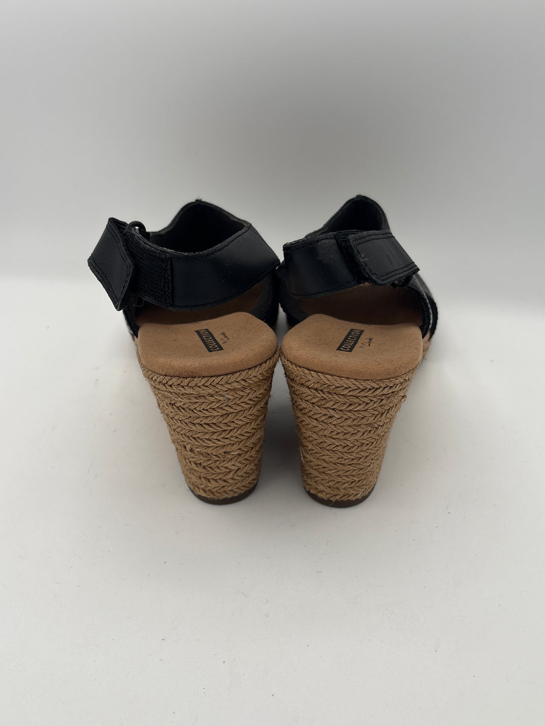 Women’s Clark’s Size 10 Black Leather Wedge Sandals