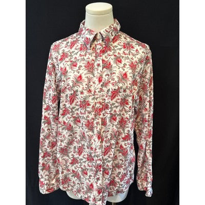 Women’s CHAPS Red & Green Floral Patterned Button up Sz L