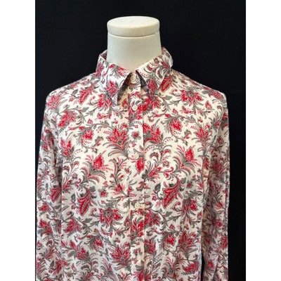 Women’s CHAPS Red & Green Floral Patterned Button up Sz L