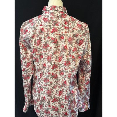 Women’s CHAPS Red & Green Floral Patterned Button up Sz L
