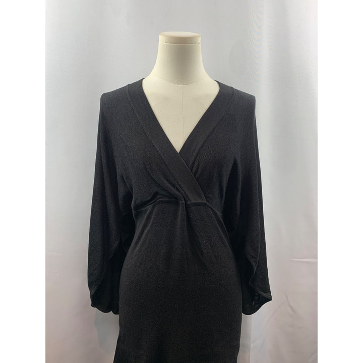 Women's Silk Assets Black V Neck Dress Size S