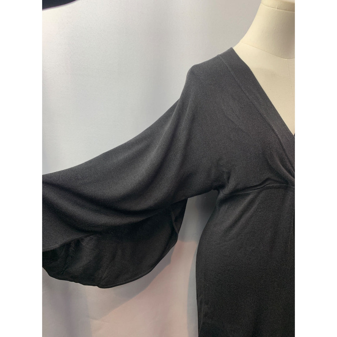 Women's Silk Assets Black V Neck Dress Size S