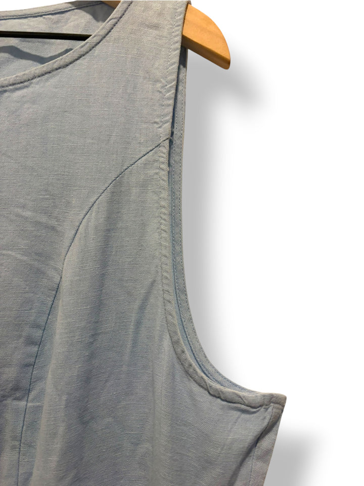 ASOS Design Light Blue Cotton Linen Button Front Maxi Dress Size 14 Coastal NWT