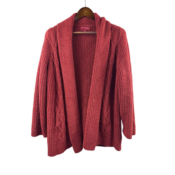 Women’s Barefoot Dreams Large Dark Maroon Plush Cardigan