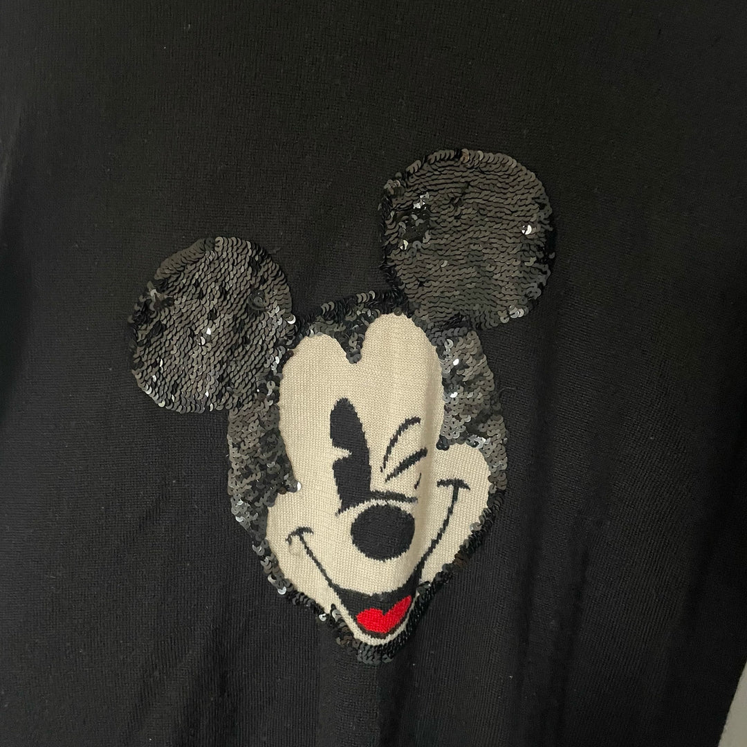 Markus Lupfer Merino Wool Black Disney Mickey Mouse Crewneck Sweater size Small