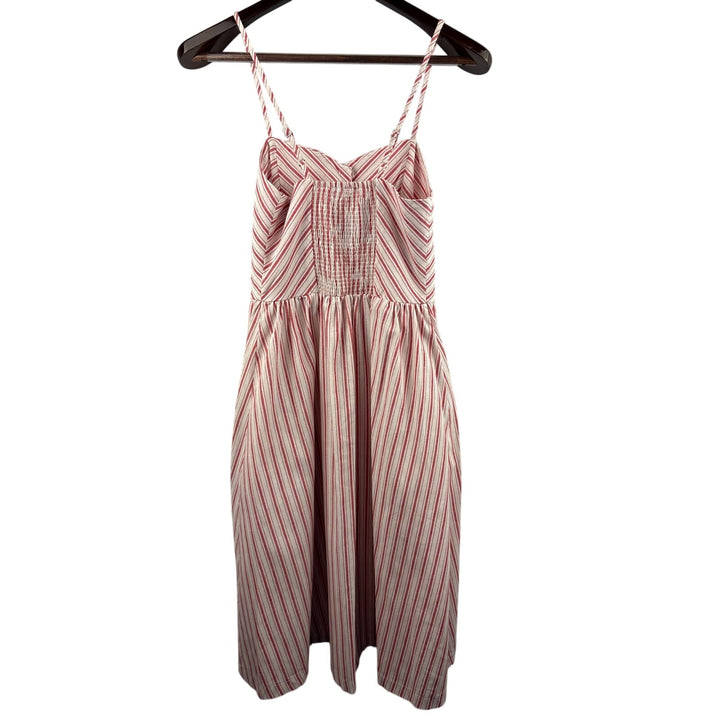 Women’s Pink Blush Small White & Red Stripped Sleeveless Summer Dress