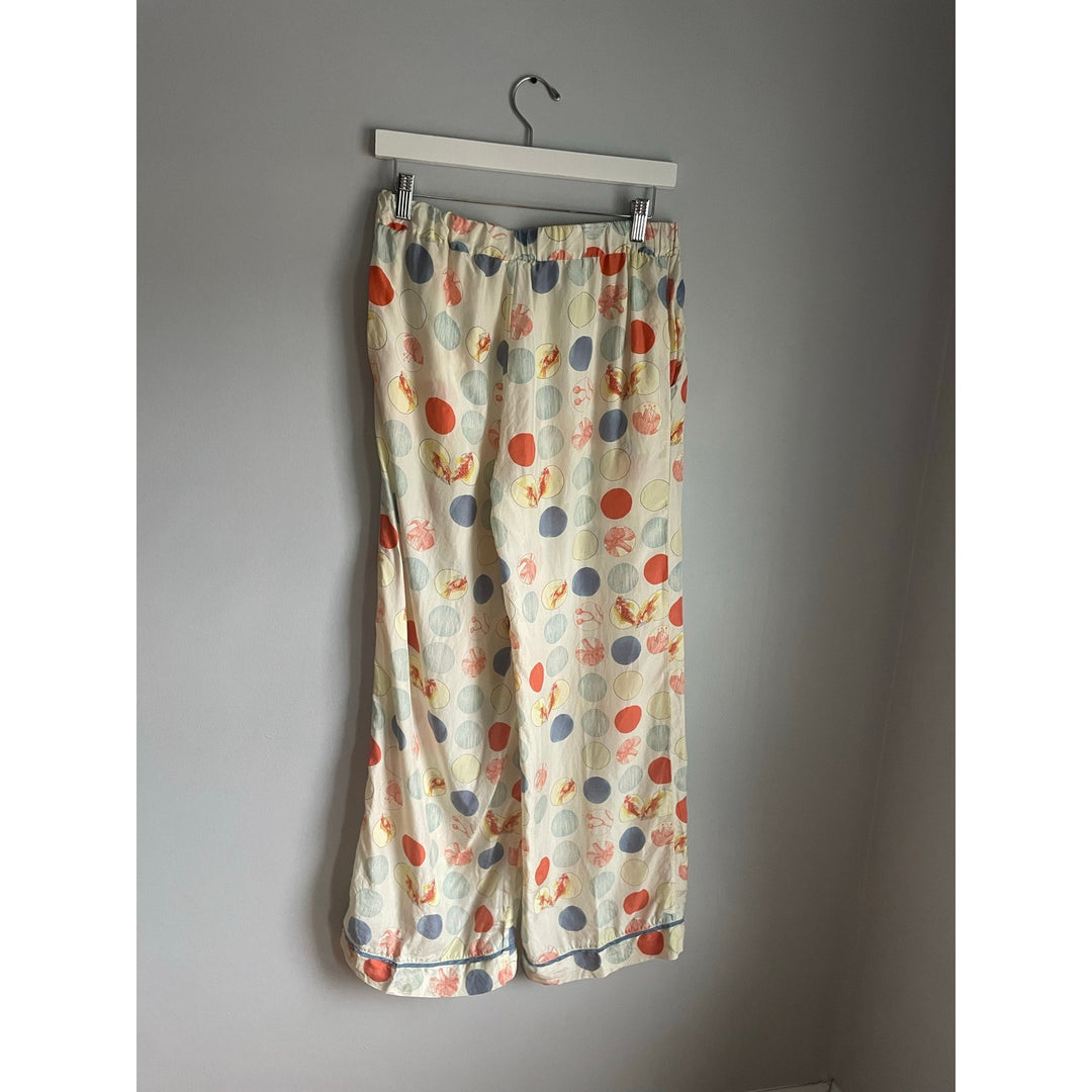Anthropologie Silka Silk Printed Pajama Pants Bottoms Polka Dot Boho Indie Small