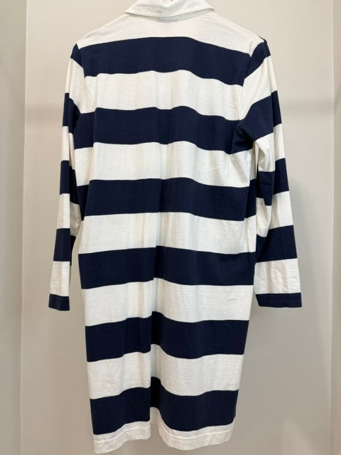 J.Crew Rugby Dress Navy Cream Stripe 100% Cotton SzL