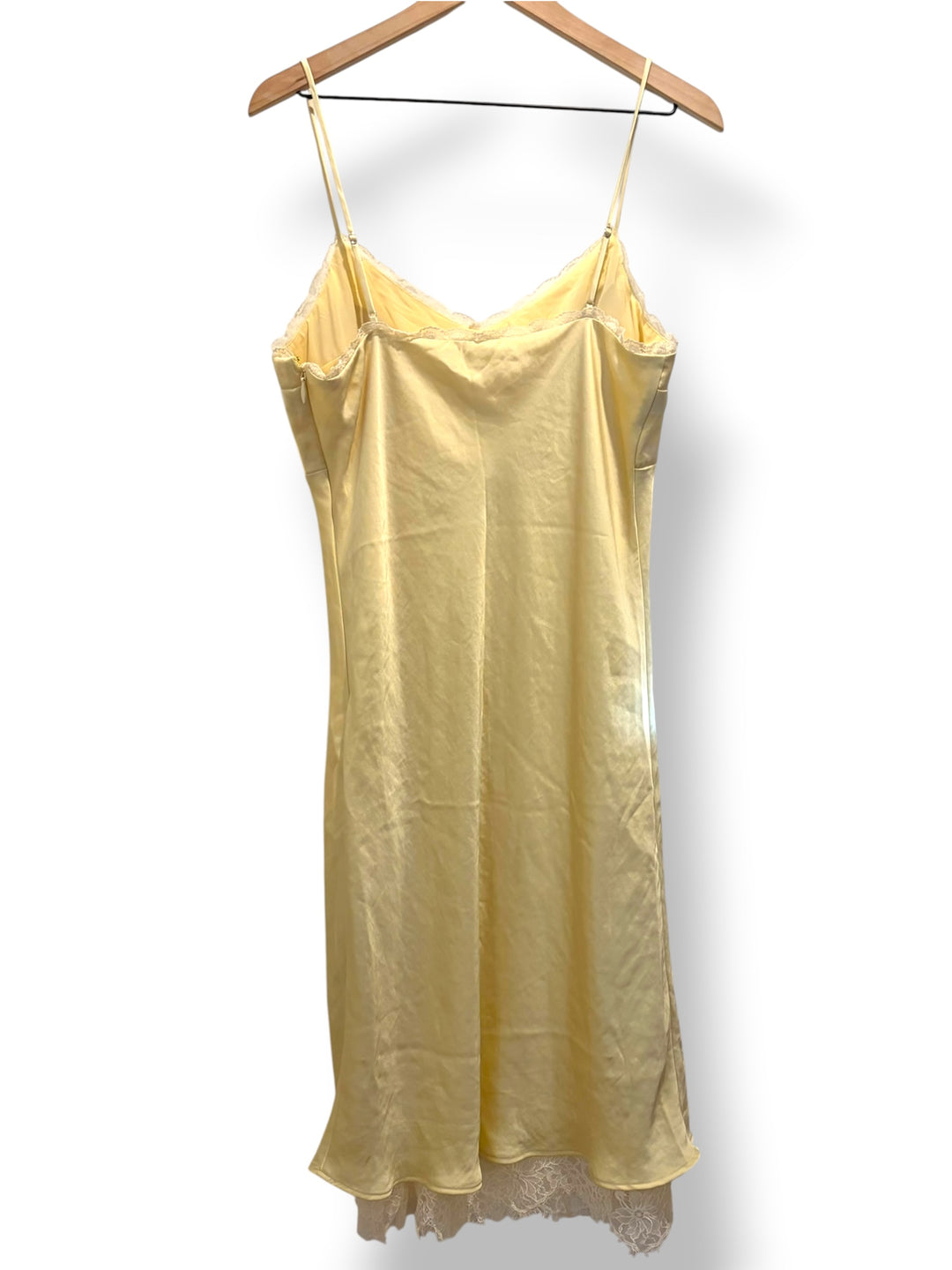 Abercrombie &amp; Fitch Yellow Lace Trim Slip Dress Size L NWT Y2K Fairycore