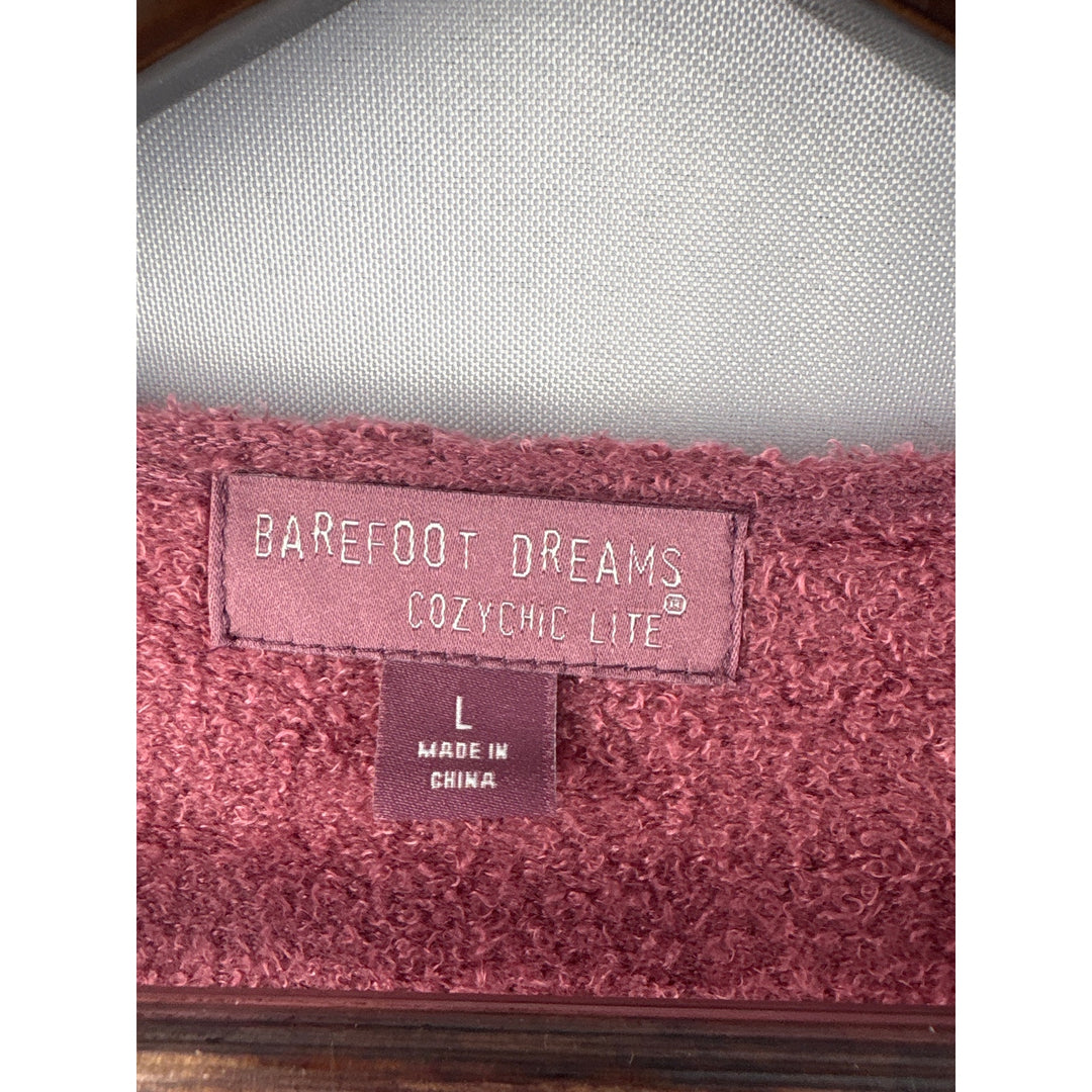Women’s Barefoot Dreams Large Brick Red Plush Hooded Cardigan