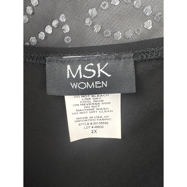 Women’s MSK Size 2X Black Evening Gown w/ Beaded Shawl Overlay
