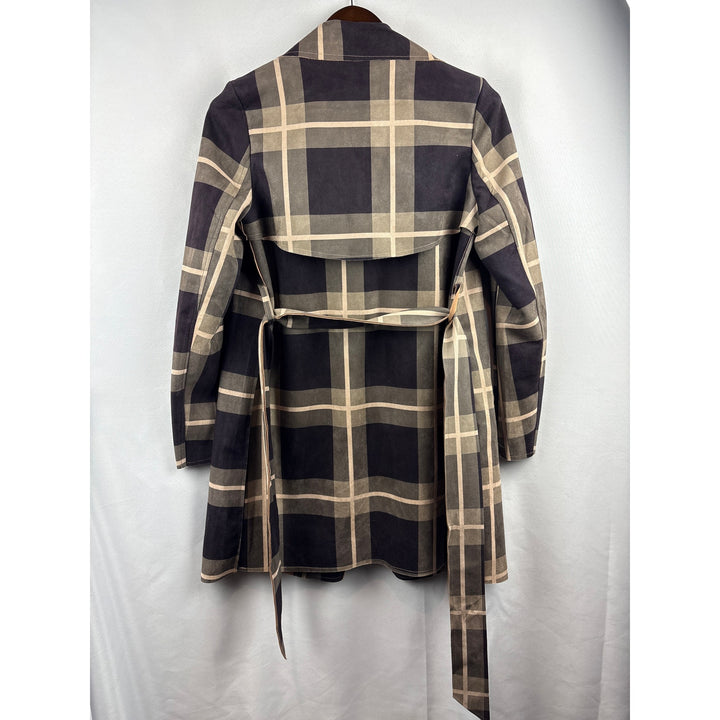 Women’s Solitaire Small Navy, Grey, & Cream Plaid Trenchcoat