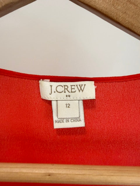 J.Crew Deep Scoop Neck Sleeveless Blouse Red Sz12
