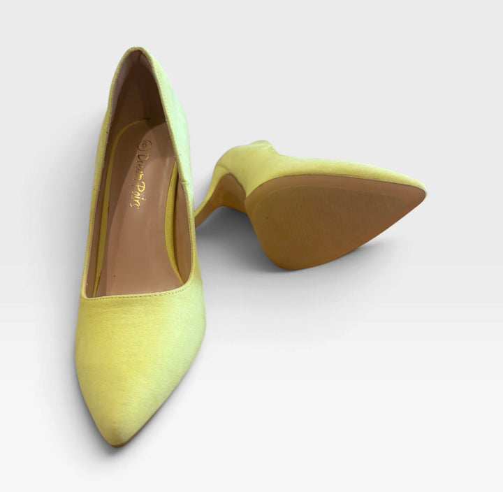 Dream Pairs Neon Yellow Faux Suede Pointed Toe Stiletto Pumps Size 6
