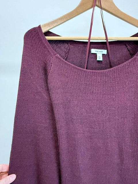 Nine West Burgundy Blend Ribbed Knit Dress SzXL NWT