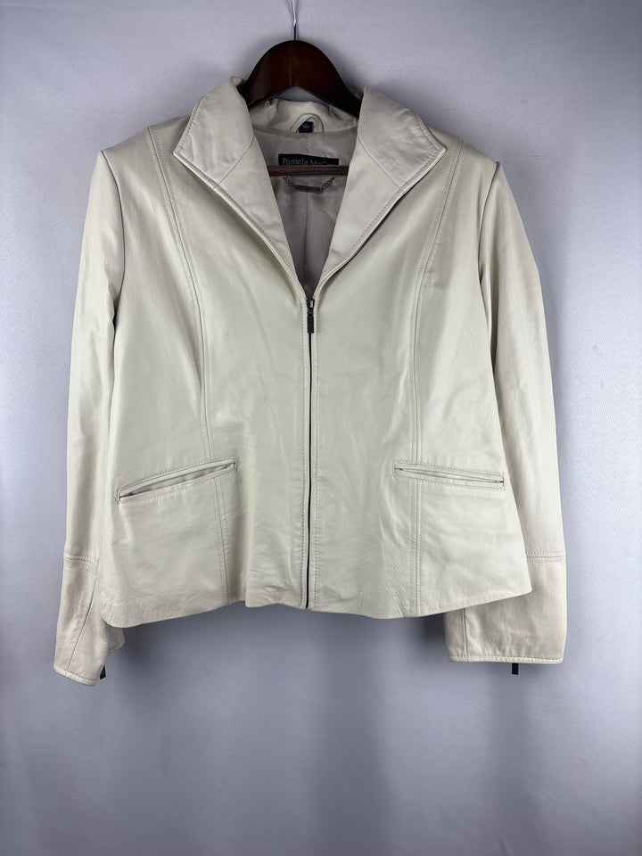 Women’s Pamela McCoy Large Off-White Soft Leather Jacket