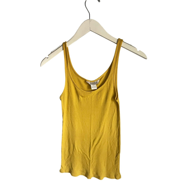 Lucky Brand Yellow Ribbed Tank Top size Small Boho Retro 70s Twee Funky Basic