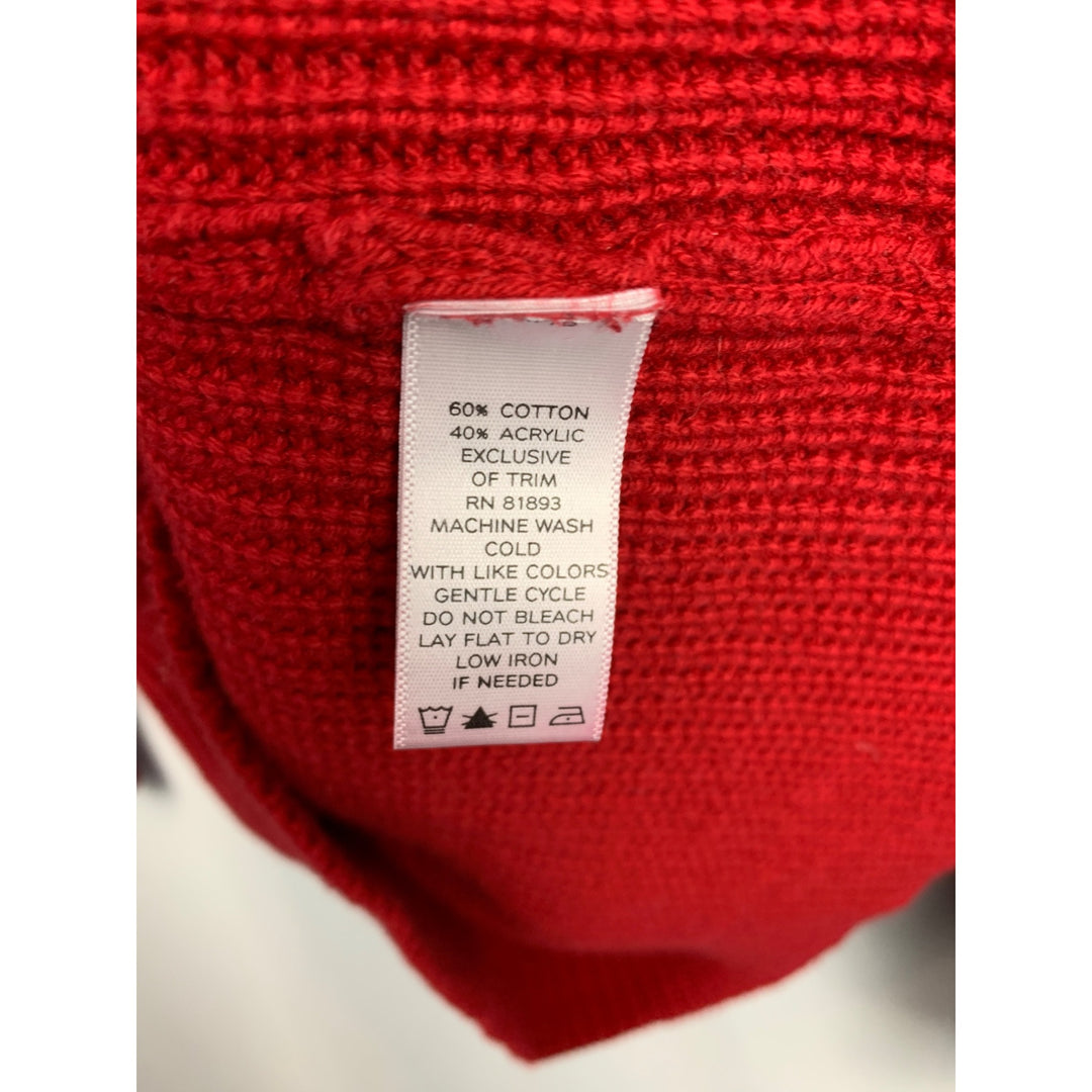D&Co Red Ribbed Button-Up Cardigan Sweater XS Cotton Acrylic Pockets