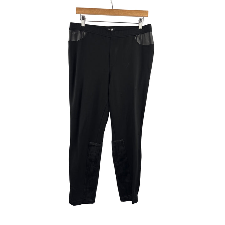 Women’s DKNY Large Black Jeggings w/ Faux Leather Details