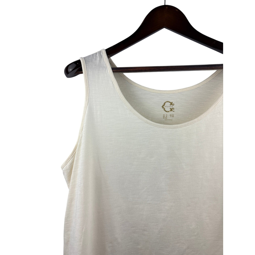 Women’s Wonder Size 1X Cream Tank Top Shirt