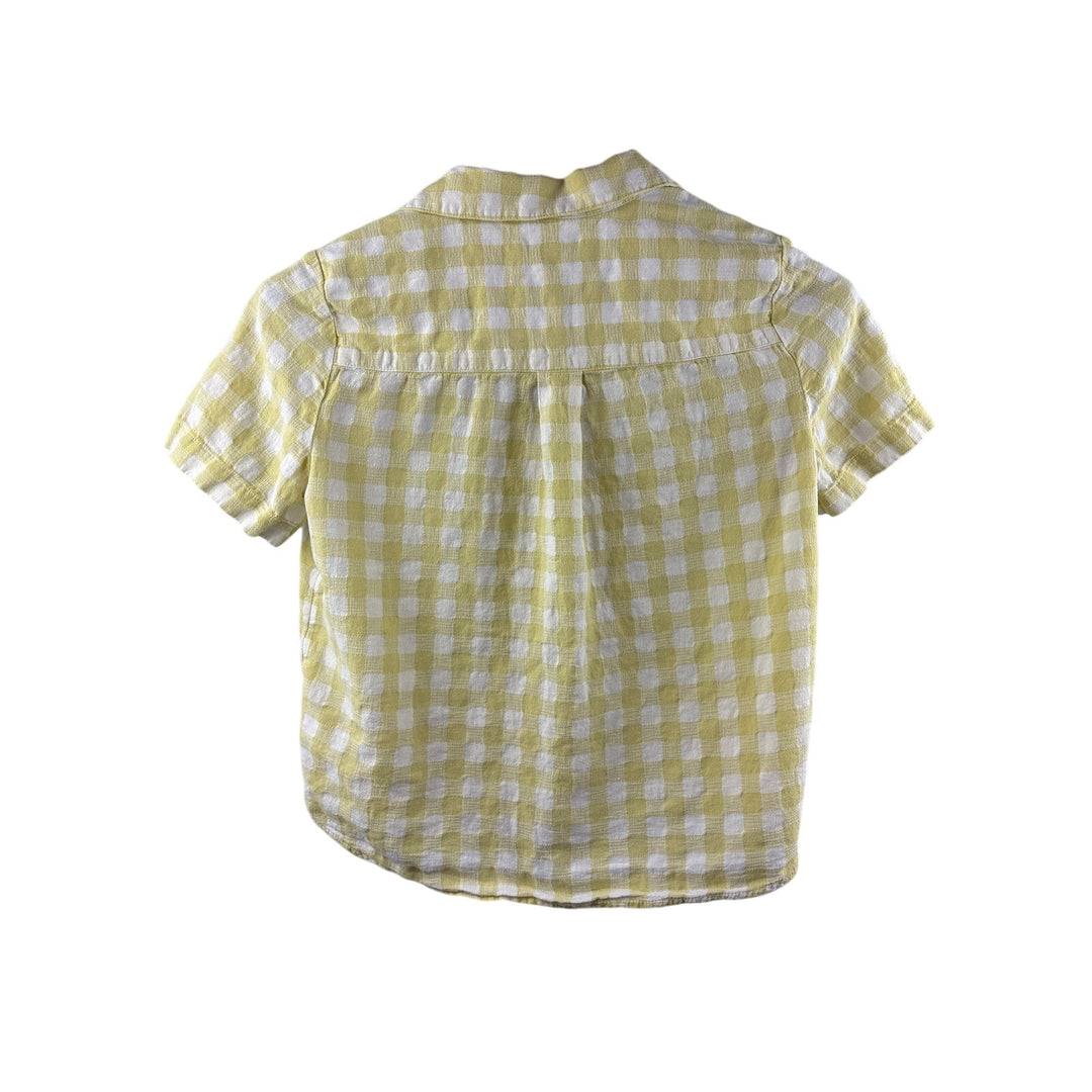 Women’s Madewell XS White and Yellow Gingham Cropped Button Up