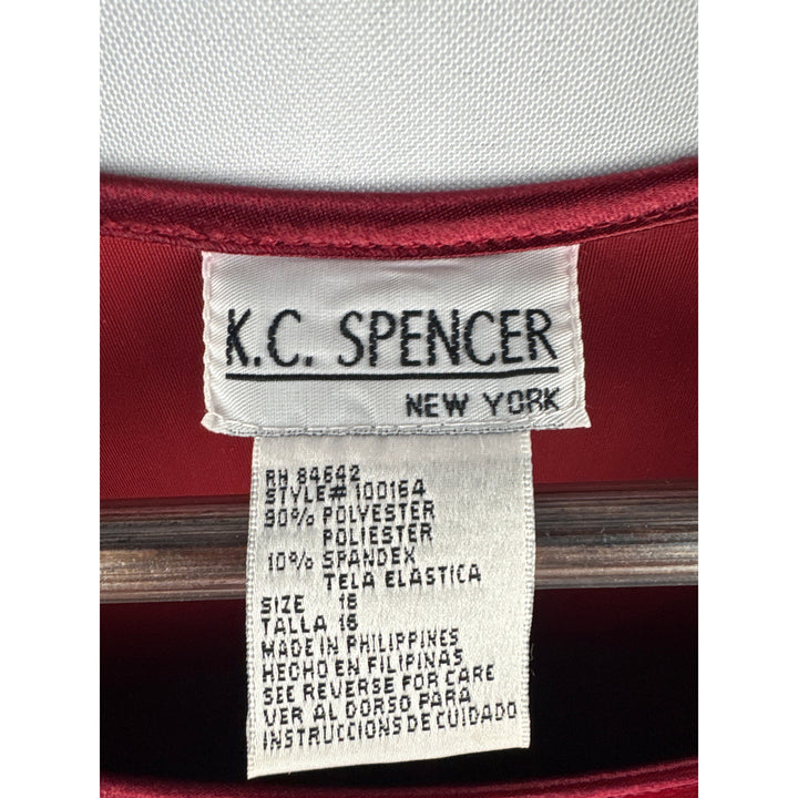 Women’s K.C. Spencer Size 16 Burgundy Velvet Long Sleeve Dress