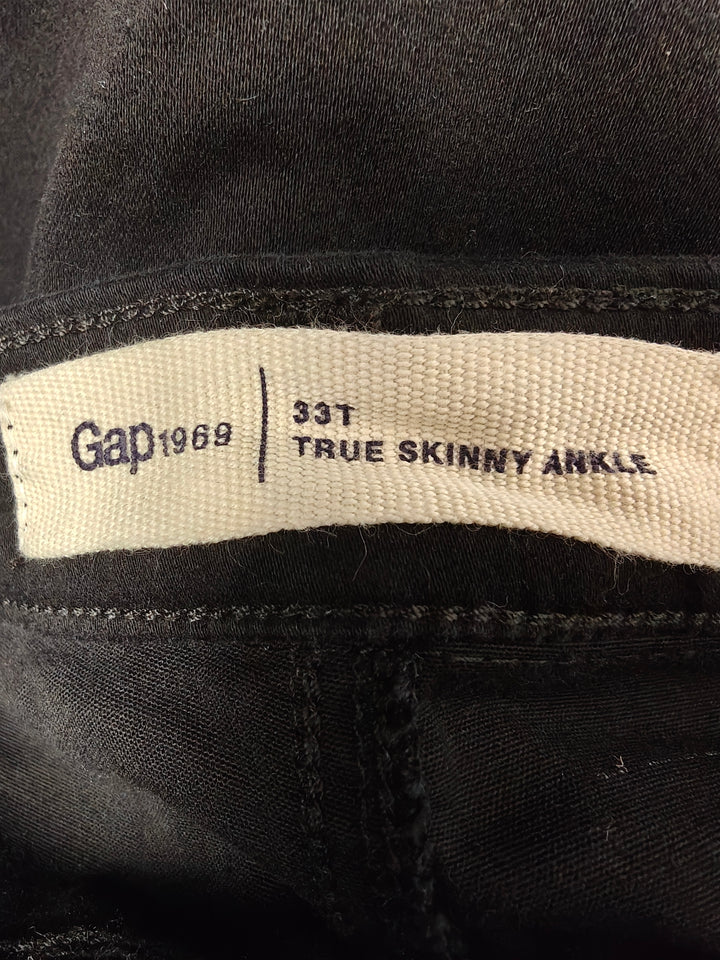 Womens Gap True Skinny Ankle Jeans Classic Black Size 33 Tall
