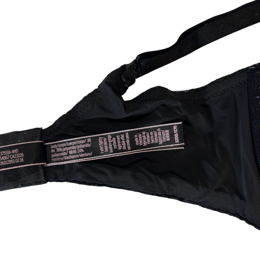 Vicorias Secret Womens Black T Shirt Bra Demi Underwire