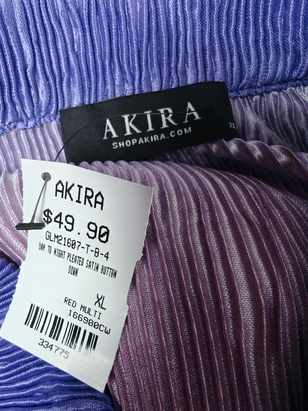 Women Akira Pleated Button Down Tunic Blouse Pink Purple XL