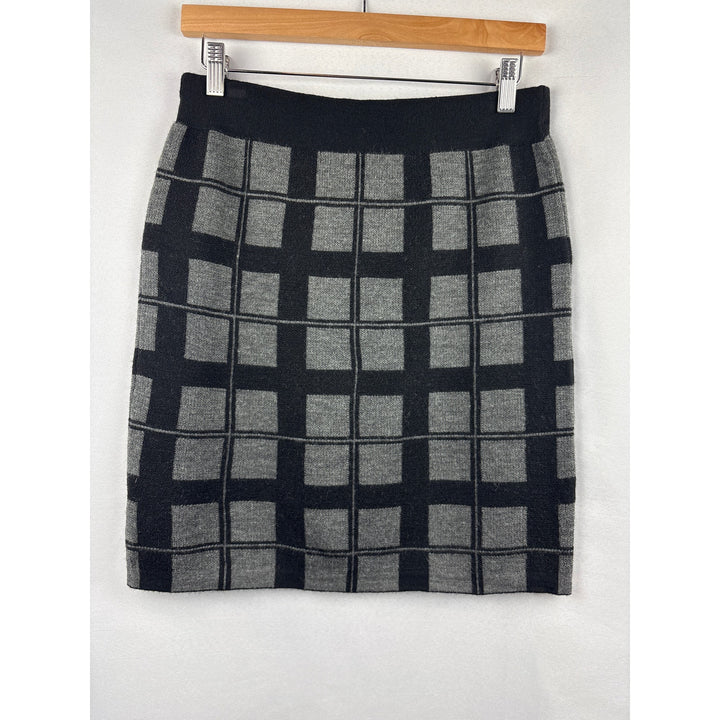 Women’s Willi Smith Small Black & Grey Plaid Pencil Skirt