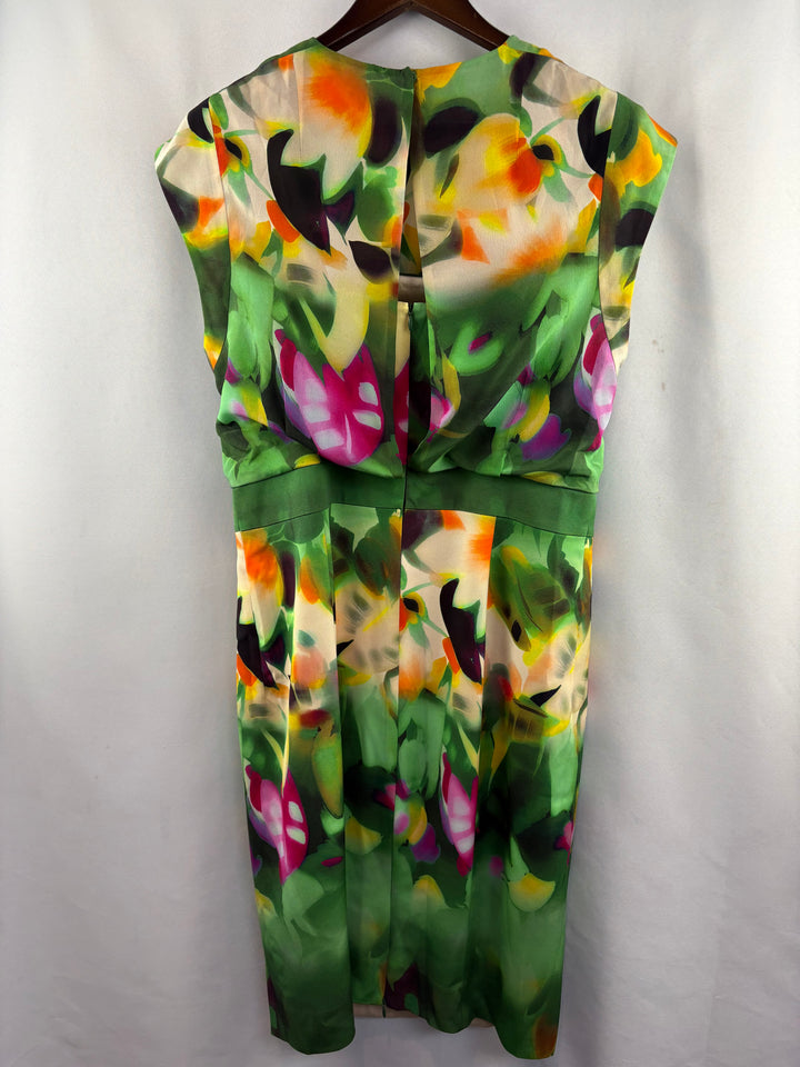 Women’s Akris Size 12 Green Multicolor Pencil Dress