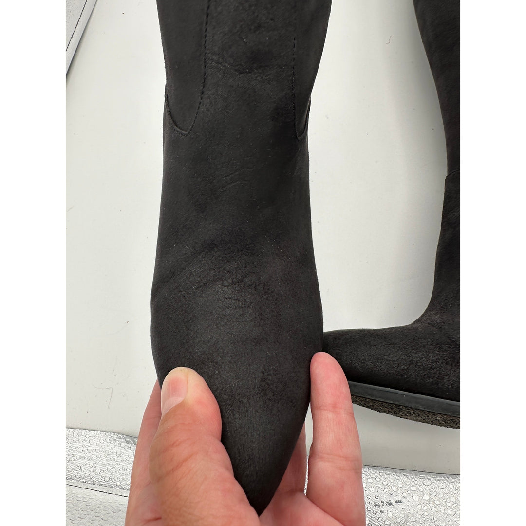 Women’s BCBG ERINN black sueded knee high lace up heeled boots size 8