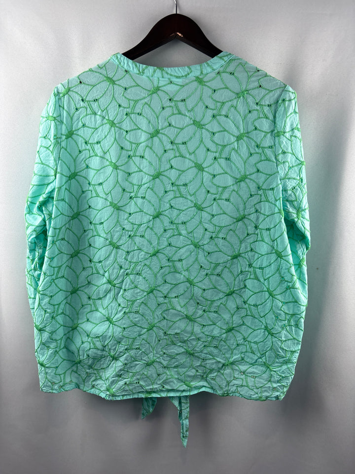 Women’s Bellisima XL Aqua w/ Green Florals Blouse