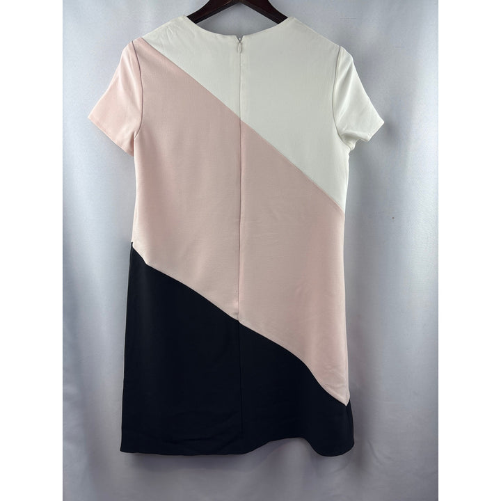 Women’s London Times Size 12 White, Pink, & Black Short Sleeve Pencil Dress