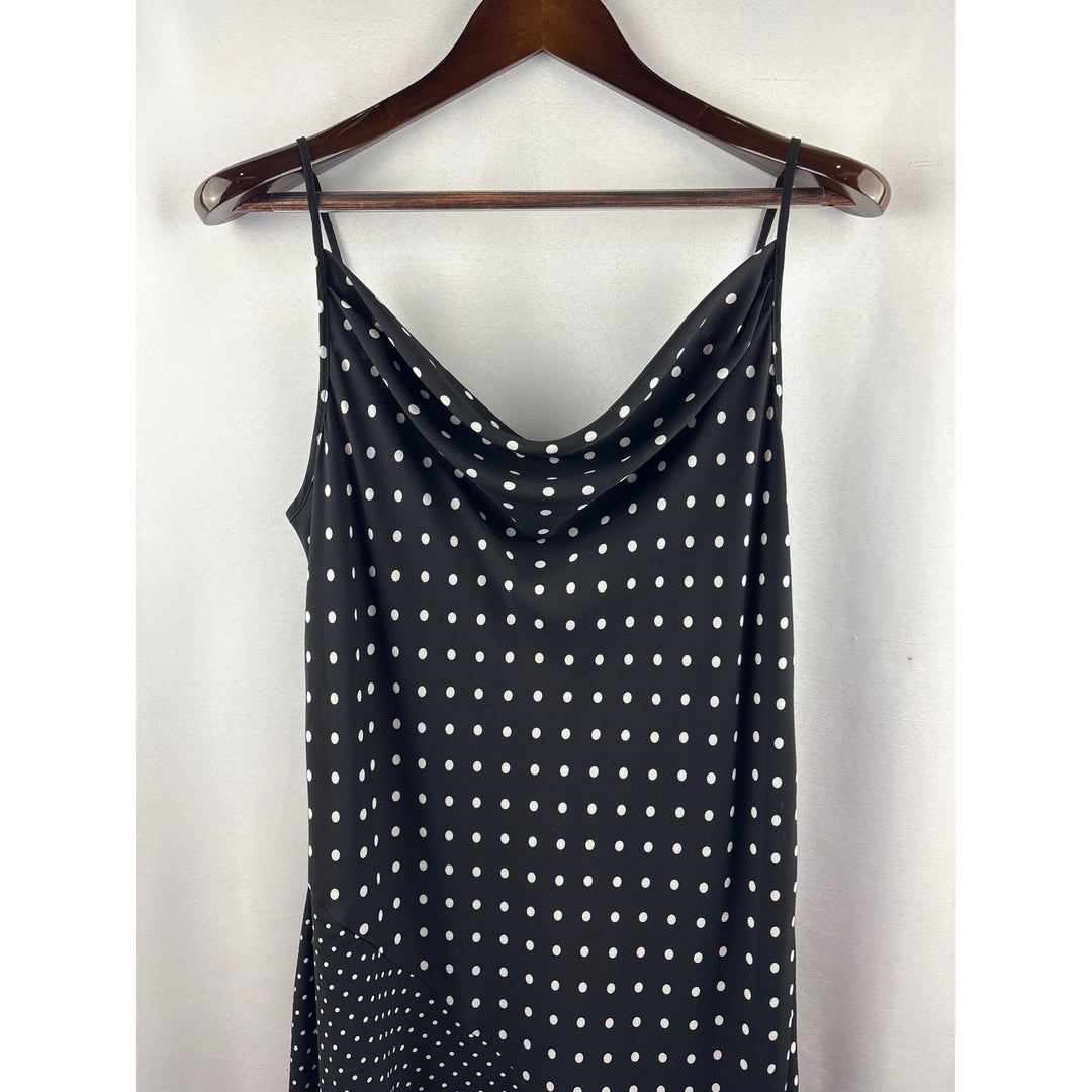 Women’s Nanette Lepore Size 12 Black w/ White Polka Dots Sleeveless Midi Dress