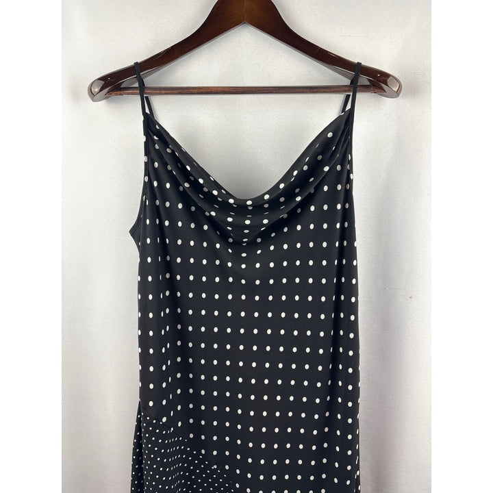 Women’s Nanette Lepore Size 12 Black w/ White Polka Dots Sleeveless Midi Dress