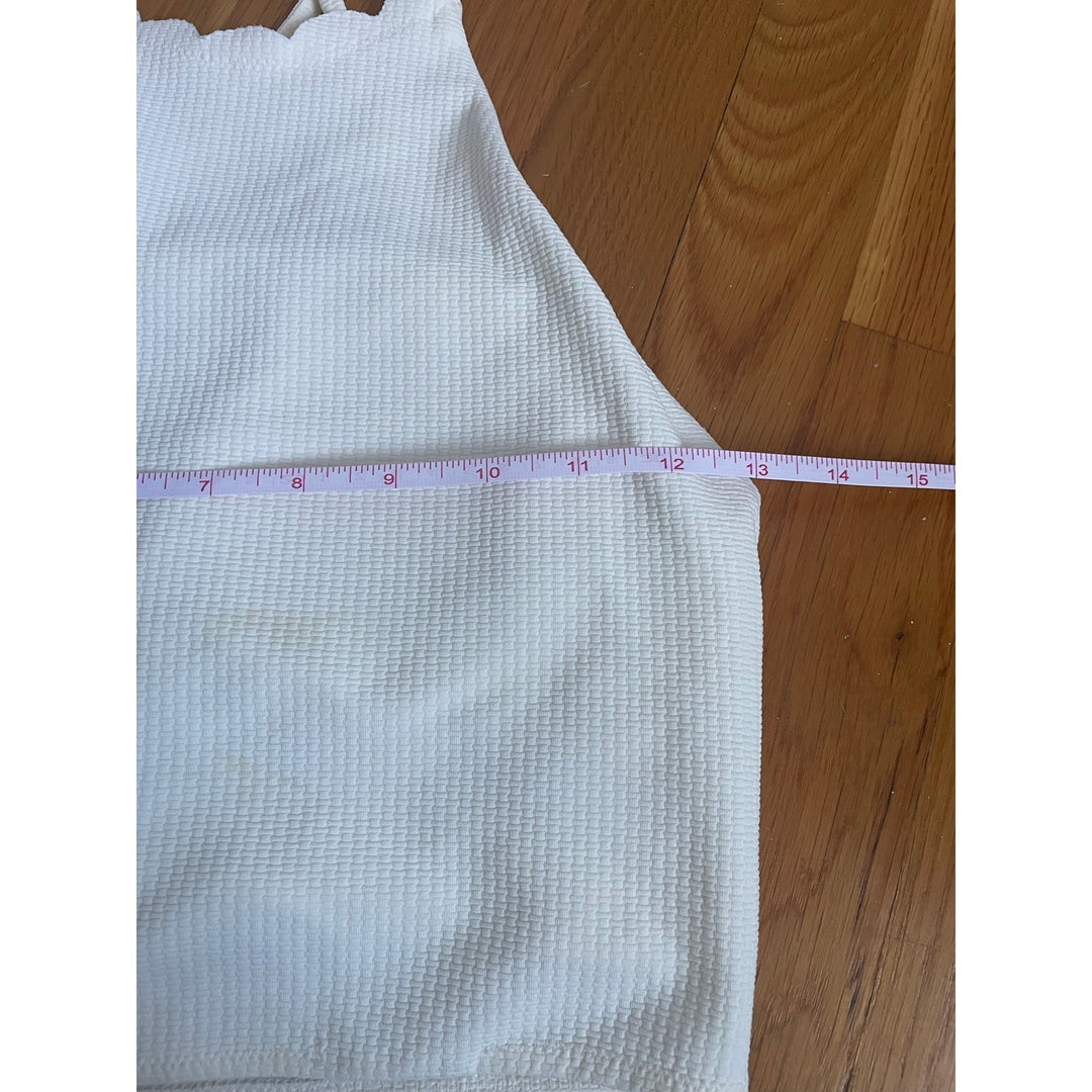 Marysia White Swim Suit Skort Set halter top size S top size M bottom Preppy Boho Clean Girl Vacation Cruise Bathing Suit