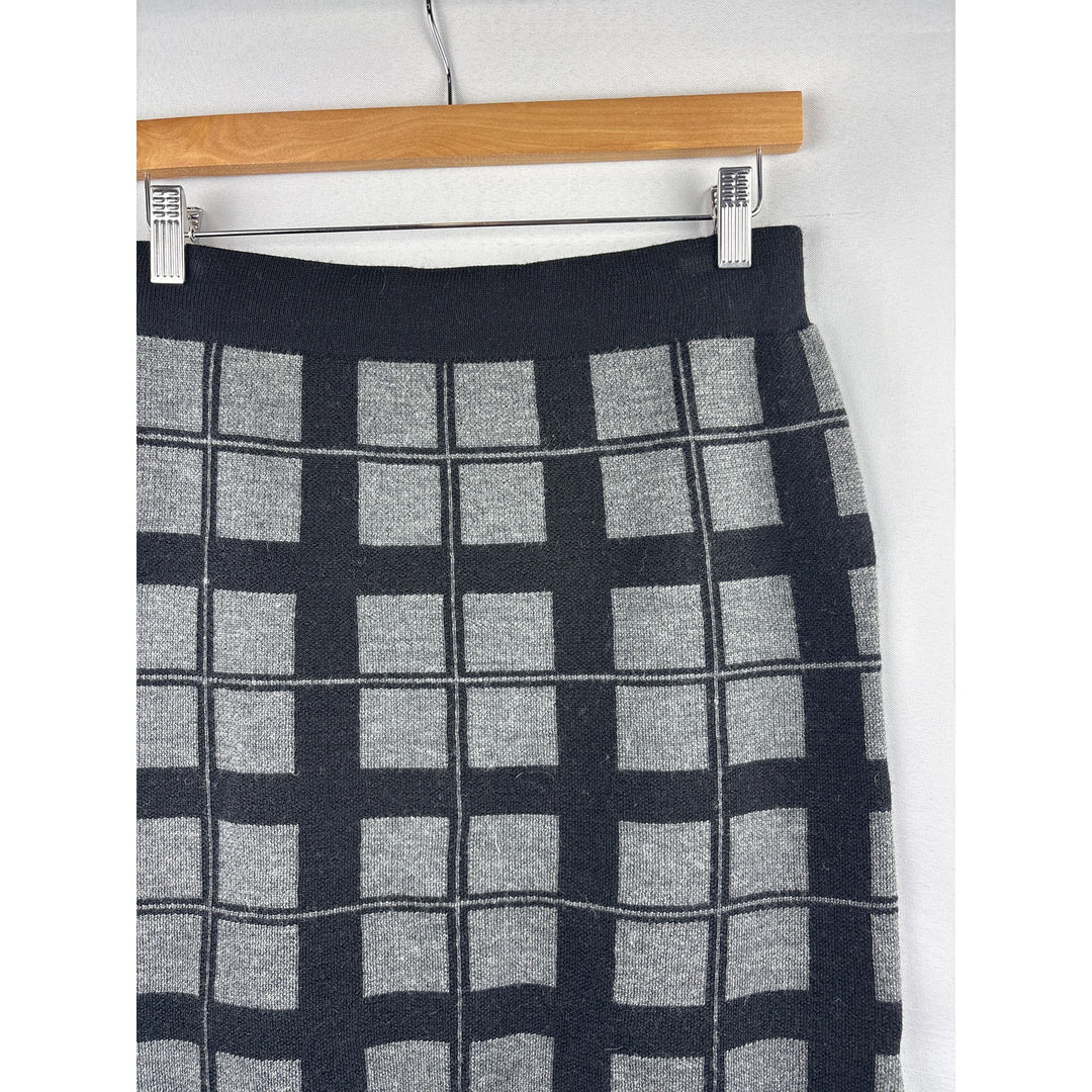 Women’s Willi Smith Small Black & Grey Plaid Pencil Skirt