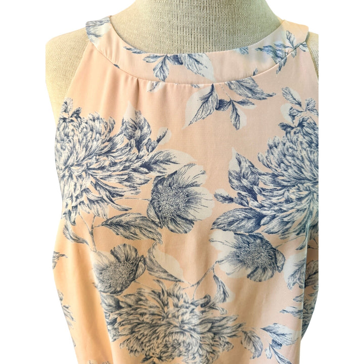 Le Lis Soft Pink with Blue and White Floral Pattern Summer Dress