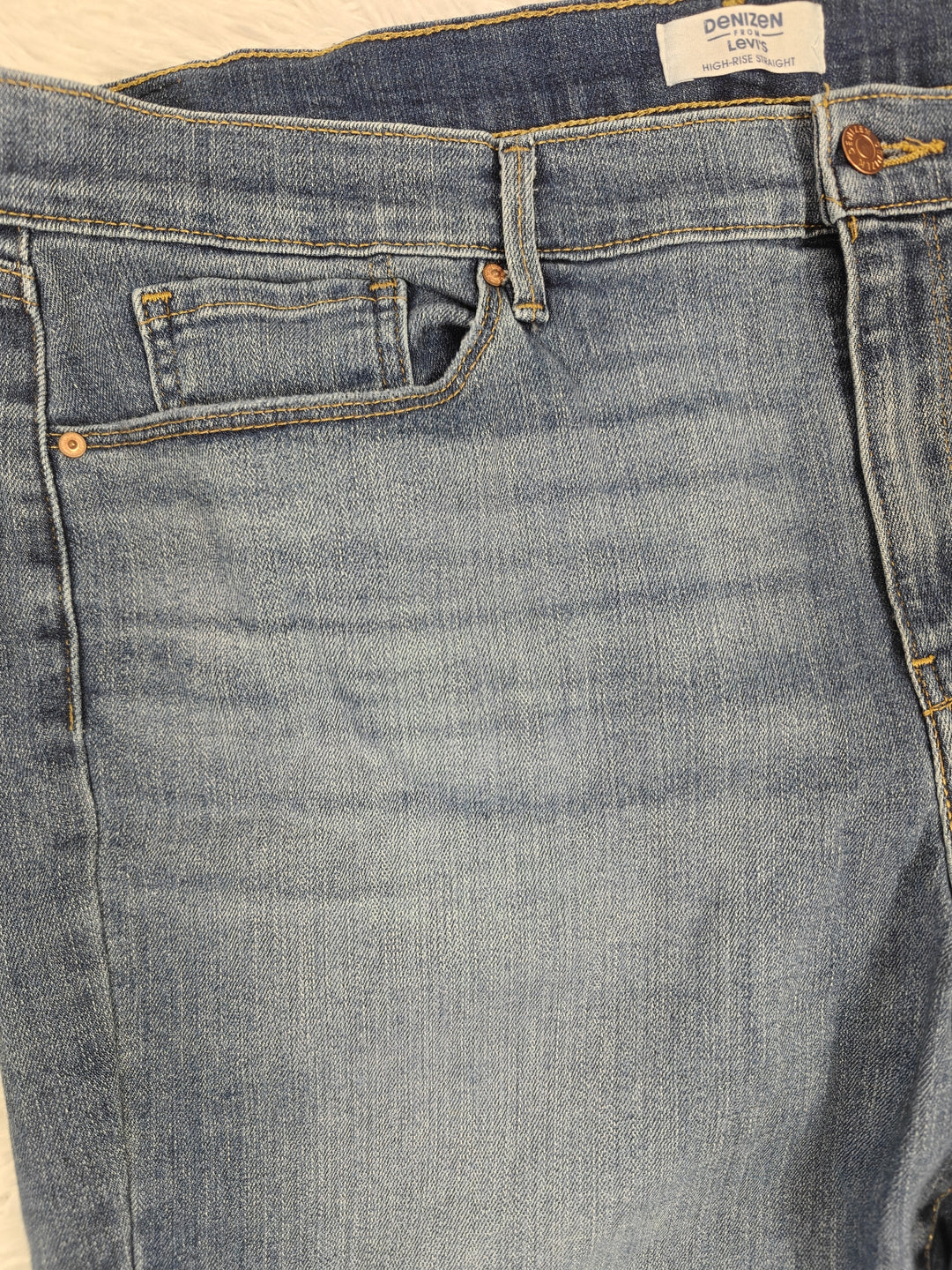 Womens Denizen From Levis High Rise Straight Leg Jeans Blue Size 34x32