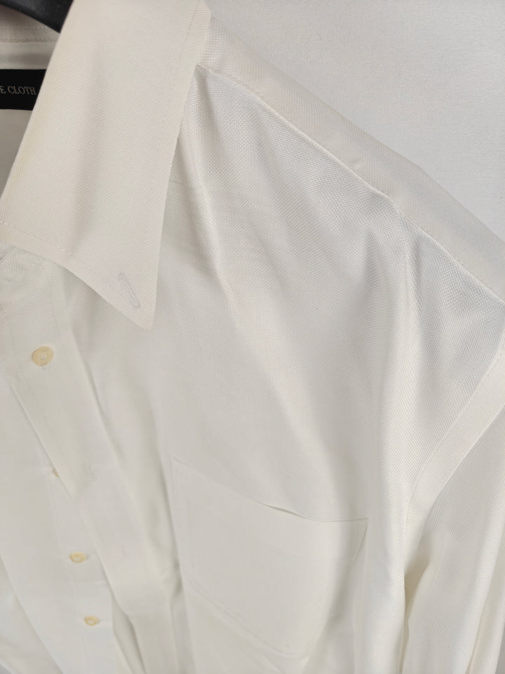 Men’s UNIQLO Fine Cloth Dress Shirt White Oxford Button Down XL