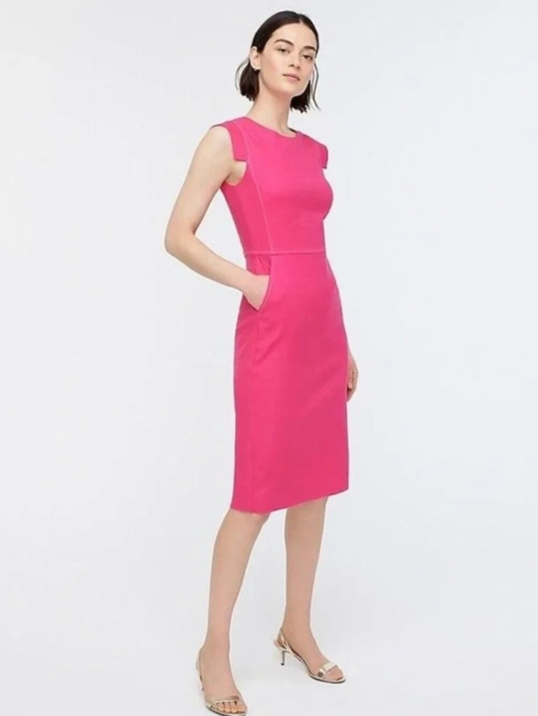 J.Crew Resume Stretch Linen Sheath Dress Sz14 NWT