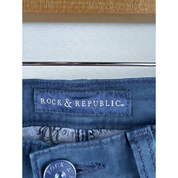 Women’s Rock & Republic Size 10 Navy Blue w/ Teal Tie-dye Skinny Jeans