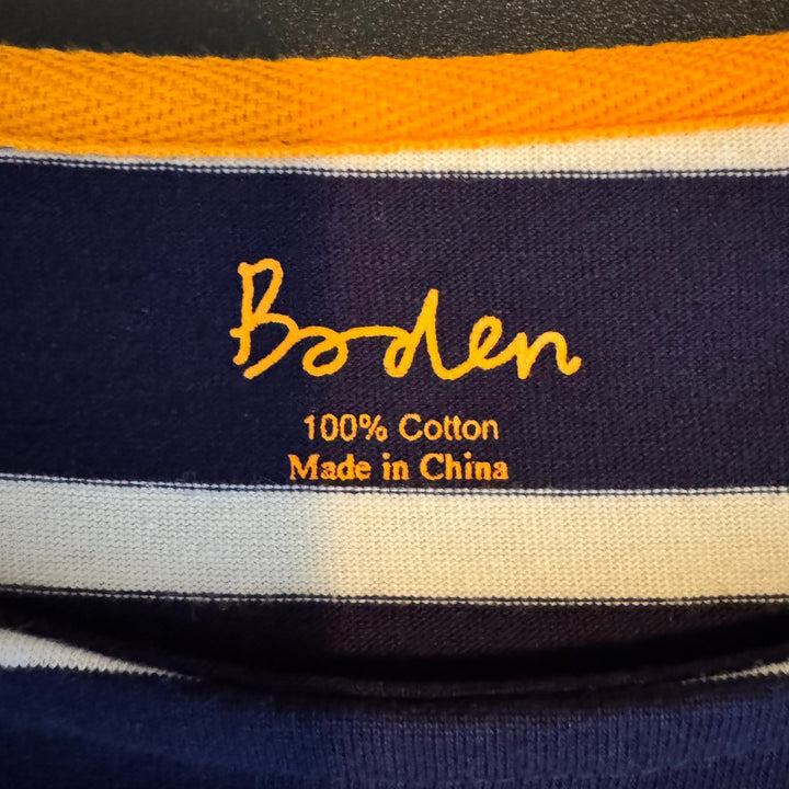 Boden Navy Blue Striped 3/4 Sleeve Shift Dress w/ Pockets, Size 8
